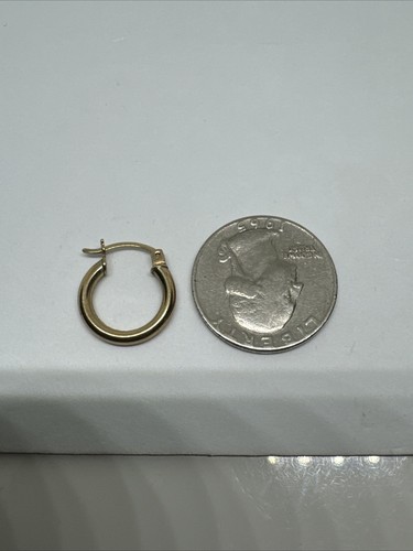 10K Yellow Gold Ladies Men's Hoop Single Earring, 0.73g, 16mm - Picture 7 of 10