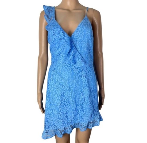 NEW NBD x NAVEN Revolve Cassandra Strappy Blue Lace Mini Dress Size Large - Bild 2 von 13