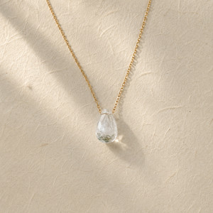 Authentic Luminous Clear Quartz Teardrop An 18K Gold- Plated Talisman Of Clarity