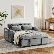 55.51’‘ Versatile Foldable Sofa Bed in 3 Lengths Modern Sofa Velvet Pull-out Bed