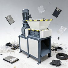 220V Dual Shaft Shredder Hard Drive Metal Waste Crusher Industrial Disposal