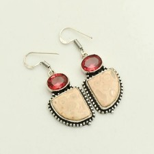 Leopard Skin Jasper Garnet Gemstone Drop Dangle Earrings Jewelry 1.8