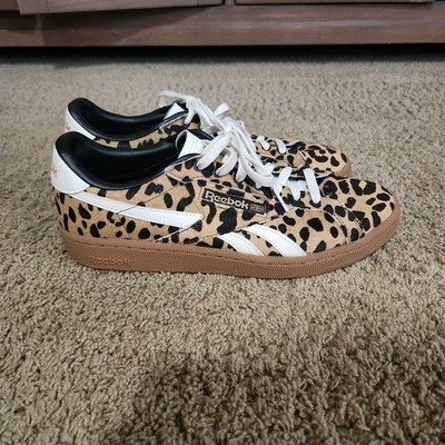 Reebok Club C Grounds UK  leopard/classic gum rubber outsole Womwns Size 10