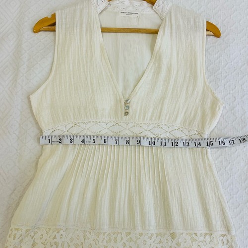 Vestido Spell Talla Pequeña Ojos de Cierva Crema Algodón Encaje RARO De Colección Reliquia Midi - Imagen 21 de 24