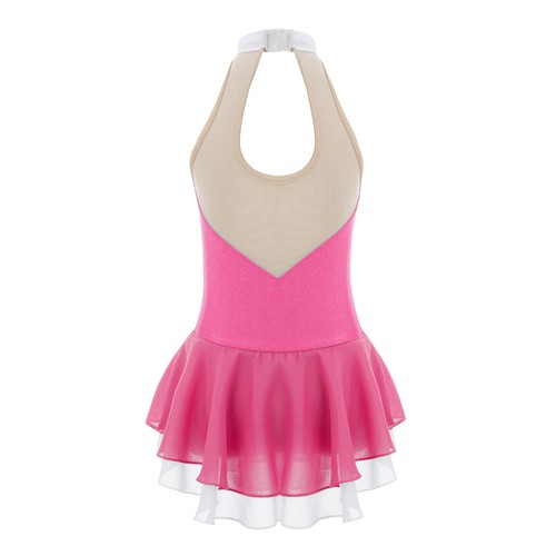 Mädchen Eiskunstlauf Kleid Ärmellos Ballettkleid mit Strass Rollschuh Tanzkleid - Picture 50 of 92