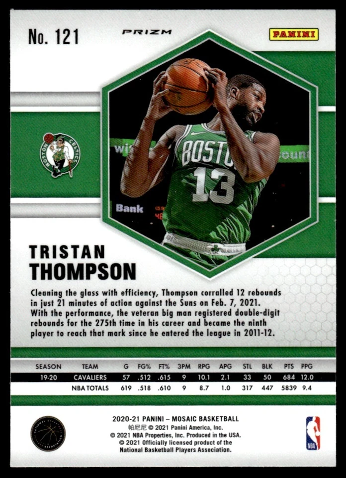 2020-21 Panini Mosaic RED PRIZM Tristan Thompson Boston Celtics #121 - Image 2 of 2