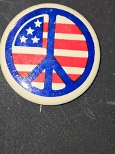 1960s Peace Metal Push Back Button