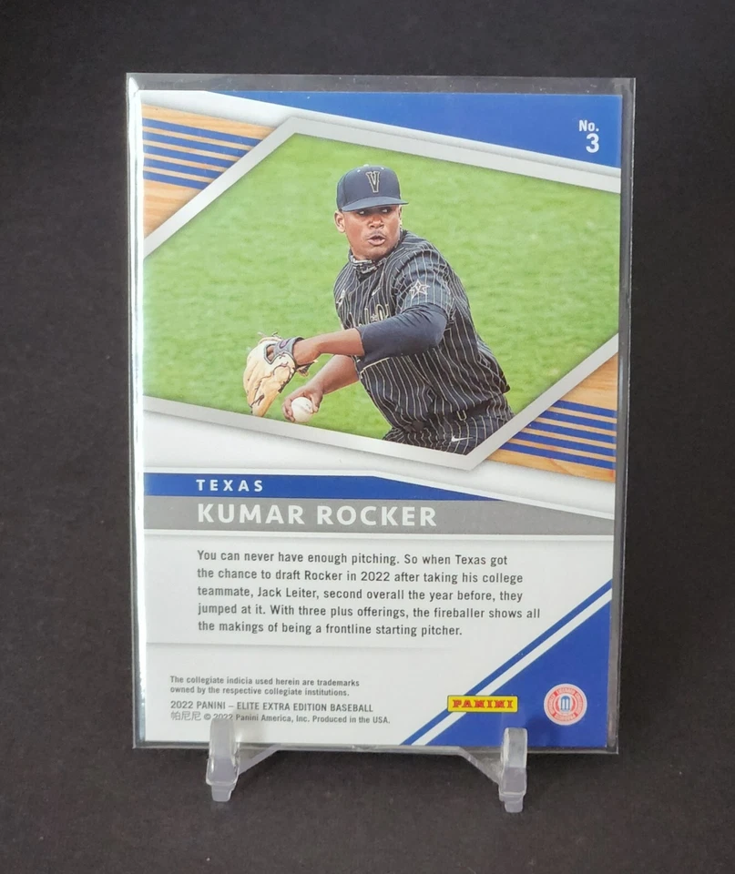 2022 Panini Elite Extra Edition #3 Kumar Rocker /349 Aspirations Blue - Image 2 of 3