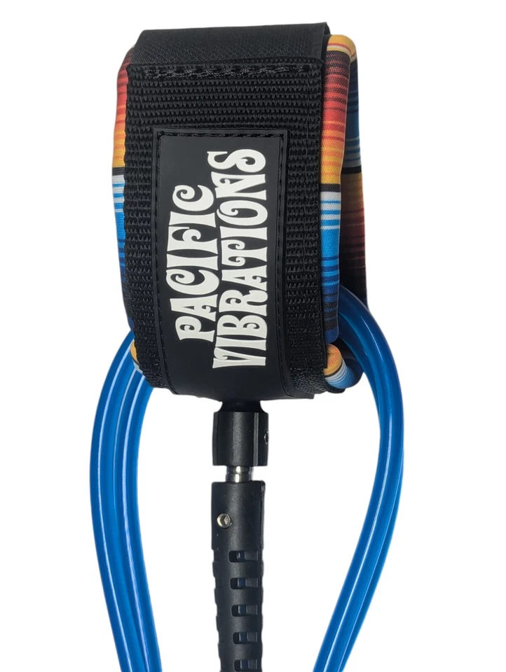 10' Pacific Vibrations Longboard Surfboard Sup Ankle leash 10ft Blue Cord  - Image 2 of 4
