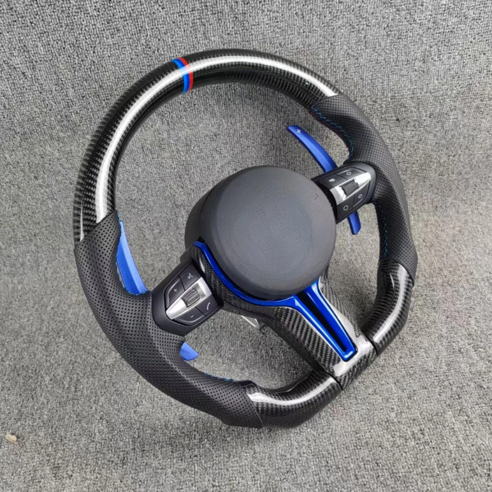 Real Carbon Fiber Steering Wheel for BMW M2 M3 M4 F20 F32 F80 F15 F83 F30 F10 M5 - Imagem 2 de 3