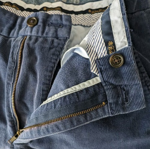 Brooks Brothers Clark Pants Mens Corduroy Blue Straight Fit Flat Front - 29x38 - Picture 4 of 10