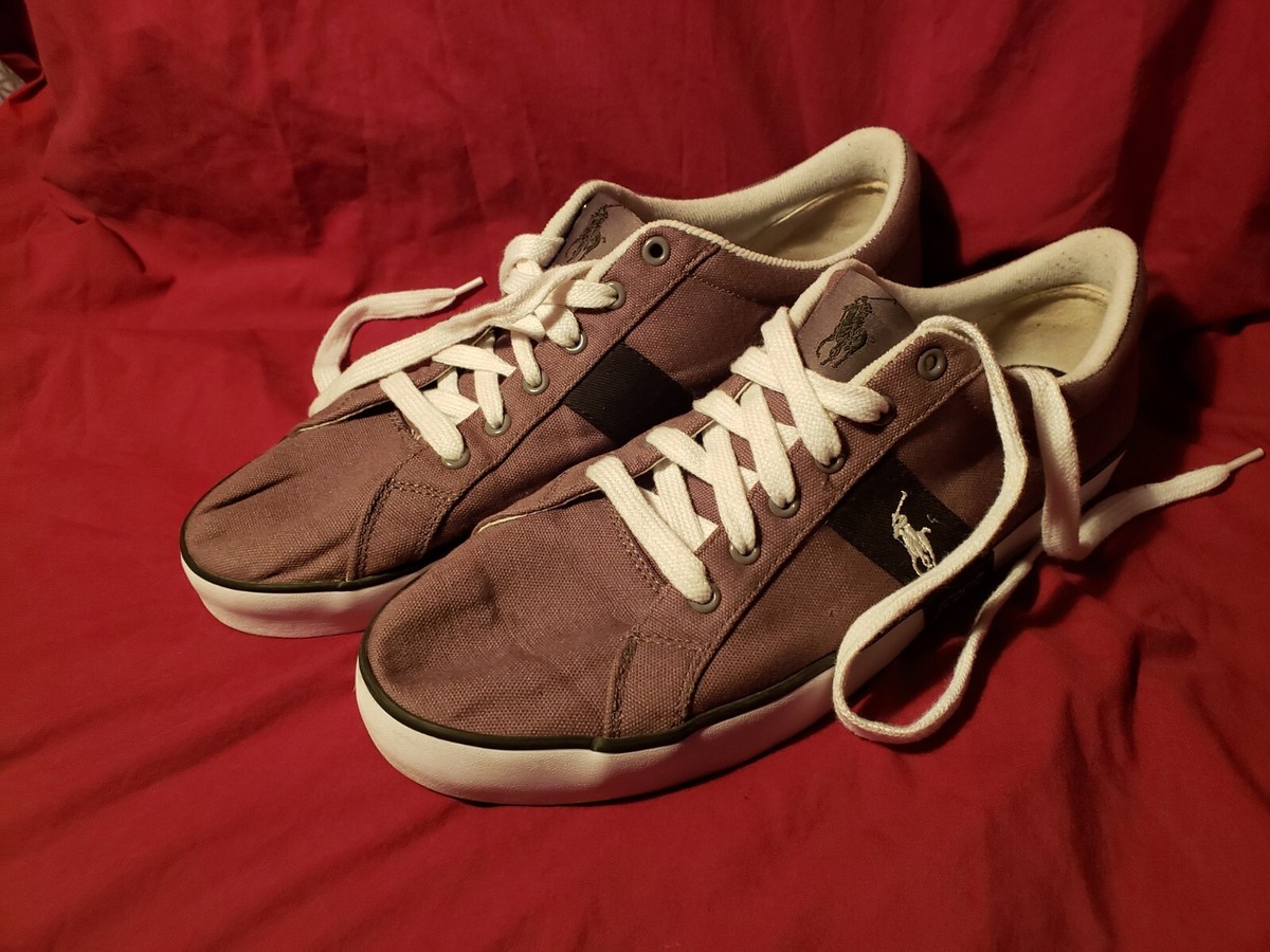 Polo Ralph Lauren Clifton Gray Canvas Mens Low Top Sneaker Size