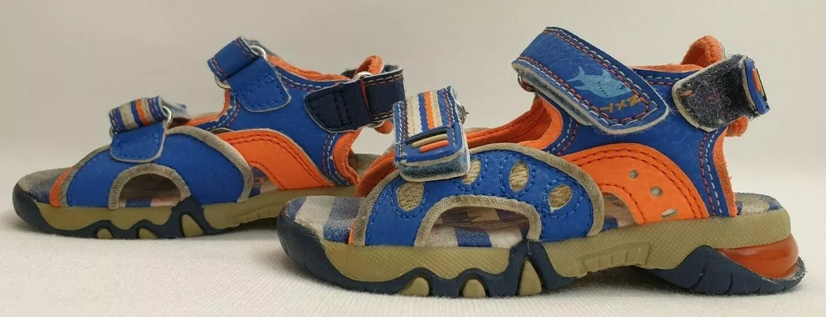 NEXT Baby Boy Sandals Size 5 EU 21 Blue Orange Infant Hook Loop