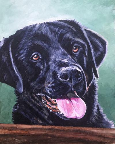 Custom Pet Portrait By Bev Davis - Washington. Acrylic, 8" x 10" Canvas - Picture 2 of 3