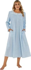 Richie House Nightgown Womens Long Sleeve Sleep Full Length Nightshirt RHW4058