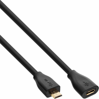 Verlängerung USB 2.0 Micro-B Stecker zu Buchse schwarz vergoldet 3,0m