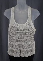 Parker Women's Cream Knit Silver Beaded Cropped Tank Top Shirt Size M on sale Parker Women's Cream Knit Silver Beaded Cropped Tank Top Shirt Size M on sale