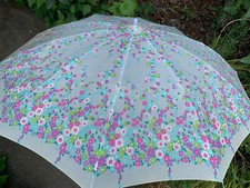 Cute Vintage Flower Blue Pink White Floral Umbrella Nylon Japan