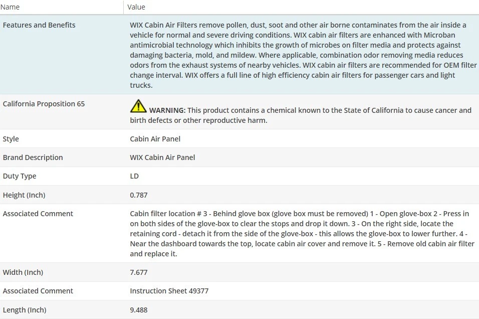 Filtro de aire de cabina WIX para HYUNDAI ELANTRA GT 2013-2017 Foto 3 de 4