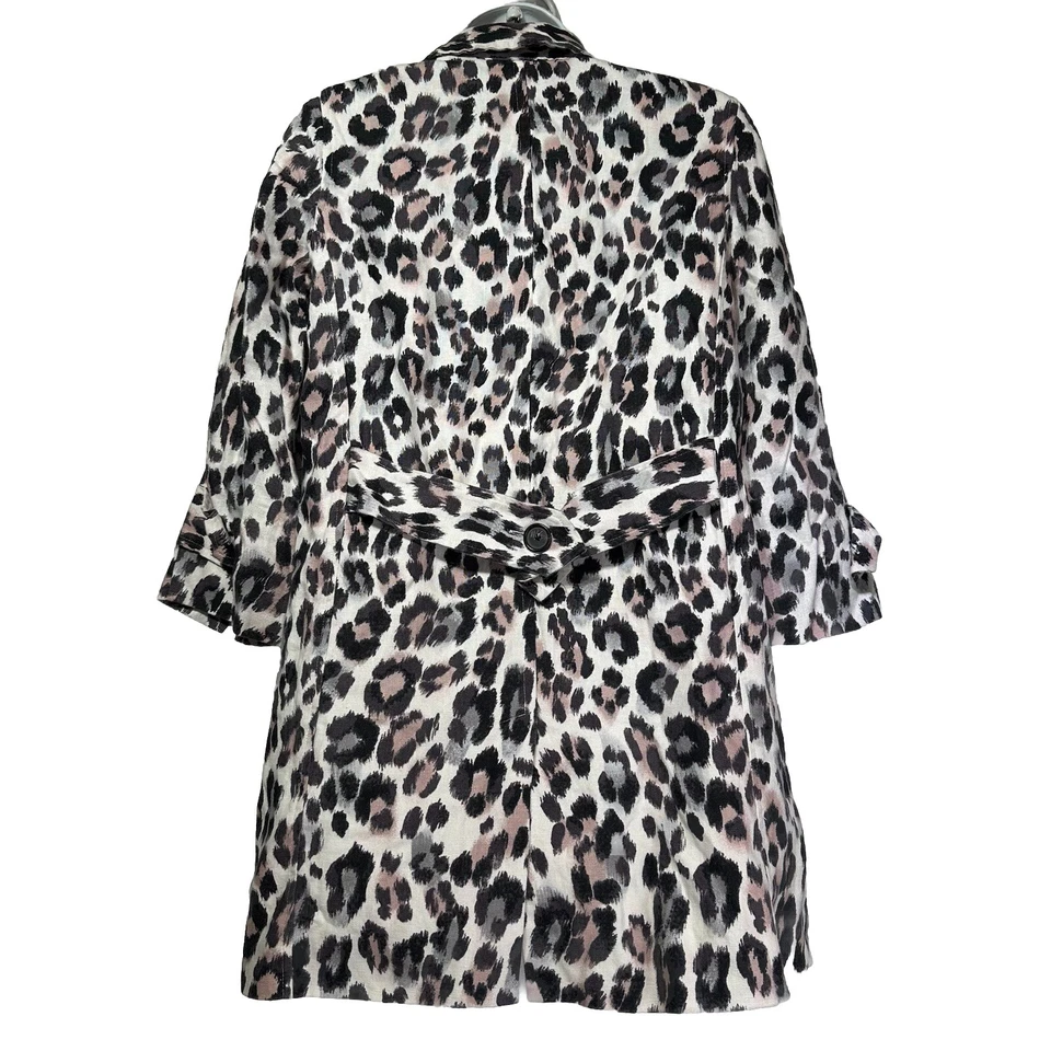 Joie Pink Animal Print Linen Button Up Jacket Coat Size XS - Image 4 of 4