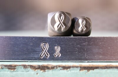 SUPPLY GUY 4mm/6mm Breast Cancer Ribbon Metal Punch 2 Stamp Set SGCH485486