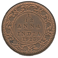 1923 British India 1/12 Anna Coin – George V Colonial Issue