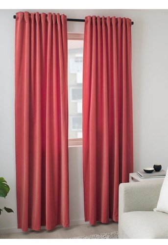 IKEA SANELA VELVET ROOM DARKENING CURTAINS 1 PAIR, 2 PANELS REDISH PINK COLOR - Picture 5 of 8
