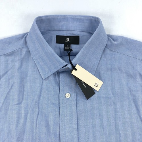 Banana Republic Dress Shirt Mens Large Blue Herringbone Tailored Slim - Picture 3 of 12