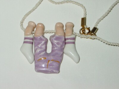 ANGELIQUE CLOTHES VINTAGE 1980's CERAMIC 16'' PURPLE COLORED NECKLACE -NICE! #2