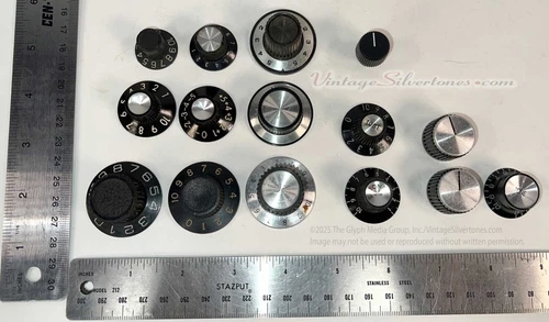 Lot of Electric guitar knobs-possibly for amp radio or electronics
