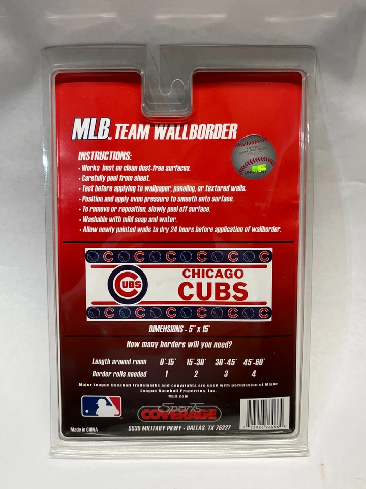 MLB CHICAGO CUBS Béisbol Autopelar Palo Pared Borde Pelar Papel Pintado Foto 2 de 3