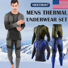 Mens Long Johns Thermal Underwear Set Top Bottom Compression Base Layer Sports