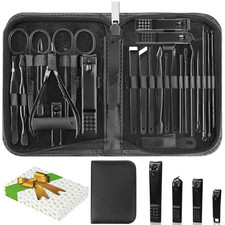 Manicure Set, 26-Piece Nail Care Kit for Travel  Grooming Black 