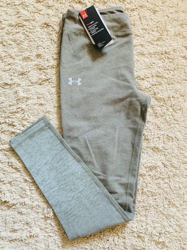 Under Armour Girls Youth Leggings Grey logo and design on bottom Size~XL New - Picture 1 of 6