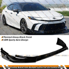 For 2025 Toyota Camry SE XSE JDM V Style Gloss Black Front Bumper Lip Splitter