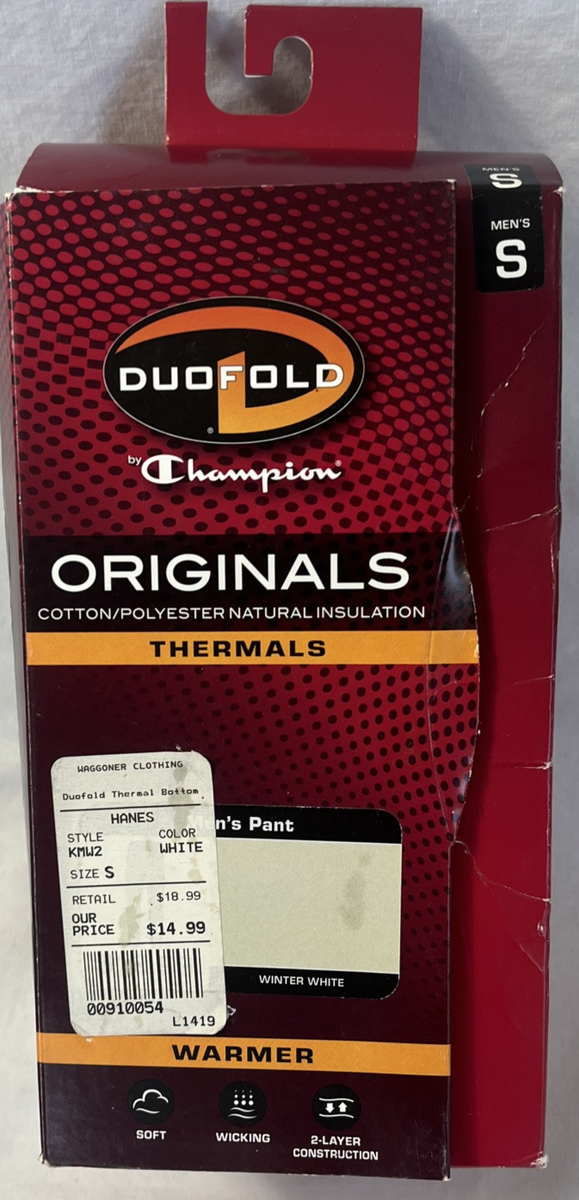 Duofold Men's Wicking Thermal Pants Active Base Layer White