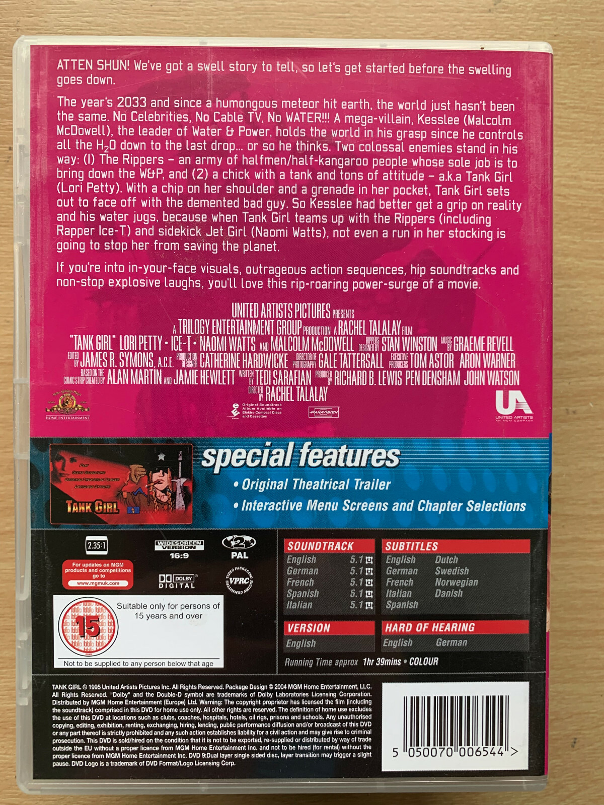 Tank Girl DVD 1995 Jamie Hewlett PostApocalypse SciFi Cult Film Movie