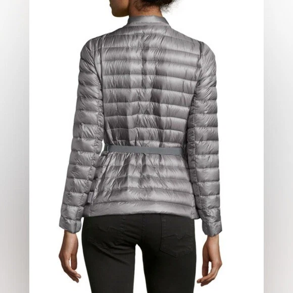 Abrigo acolchado con cinturón acolchado a rayas Moncler Damas en carbón talla 1 Foto 2 de 4