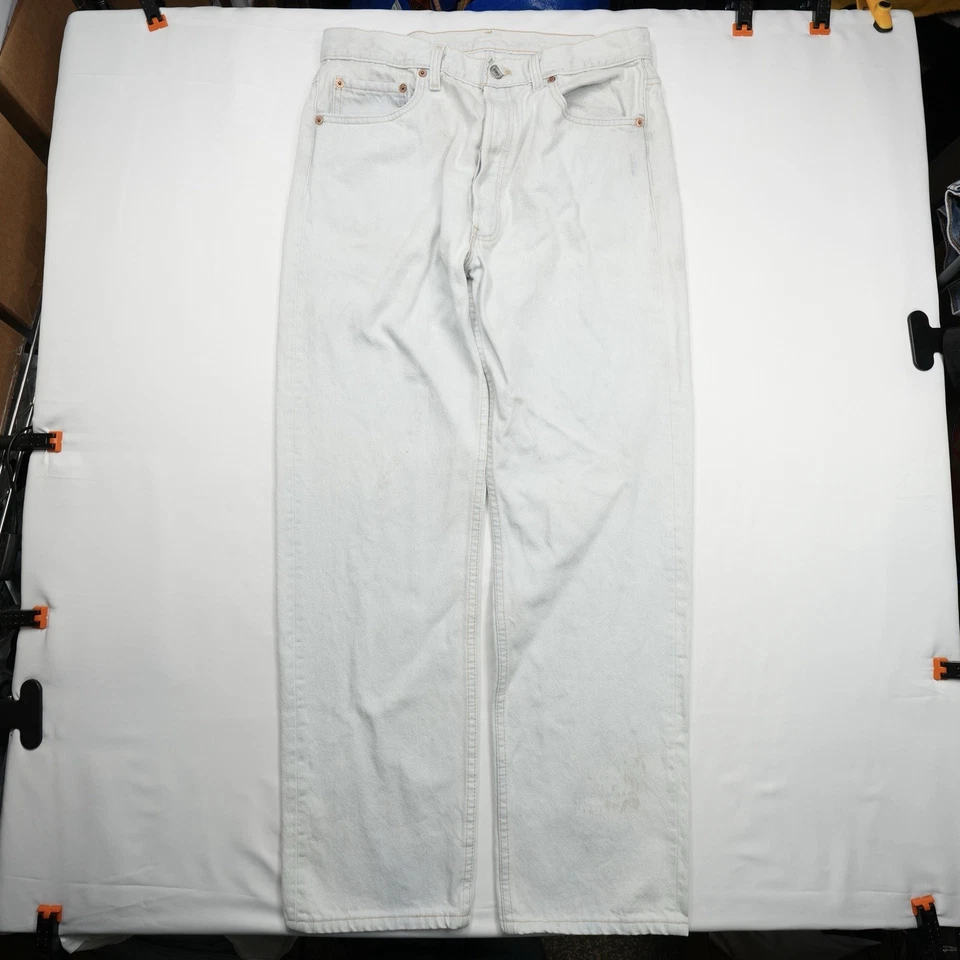 Jeans de mezclilla blancos de pierna recta con botones Levi’s 501 34x30 (32x30 Y2K 05 EE. UU. Foto 2 de 4