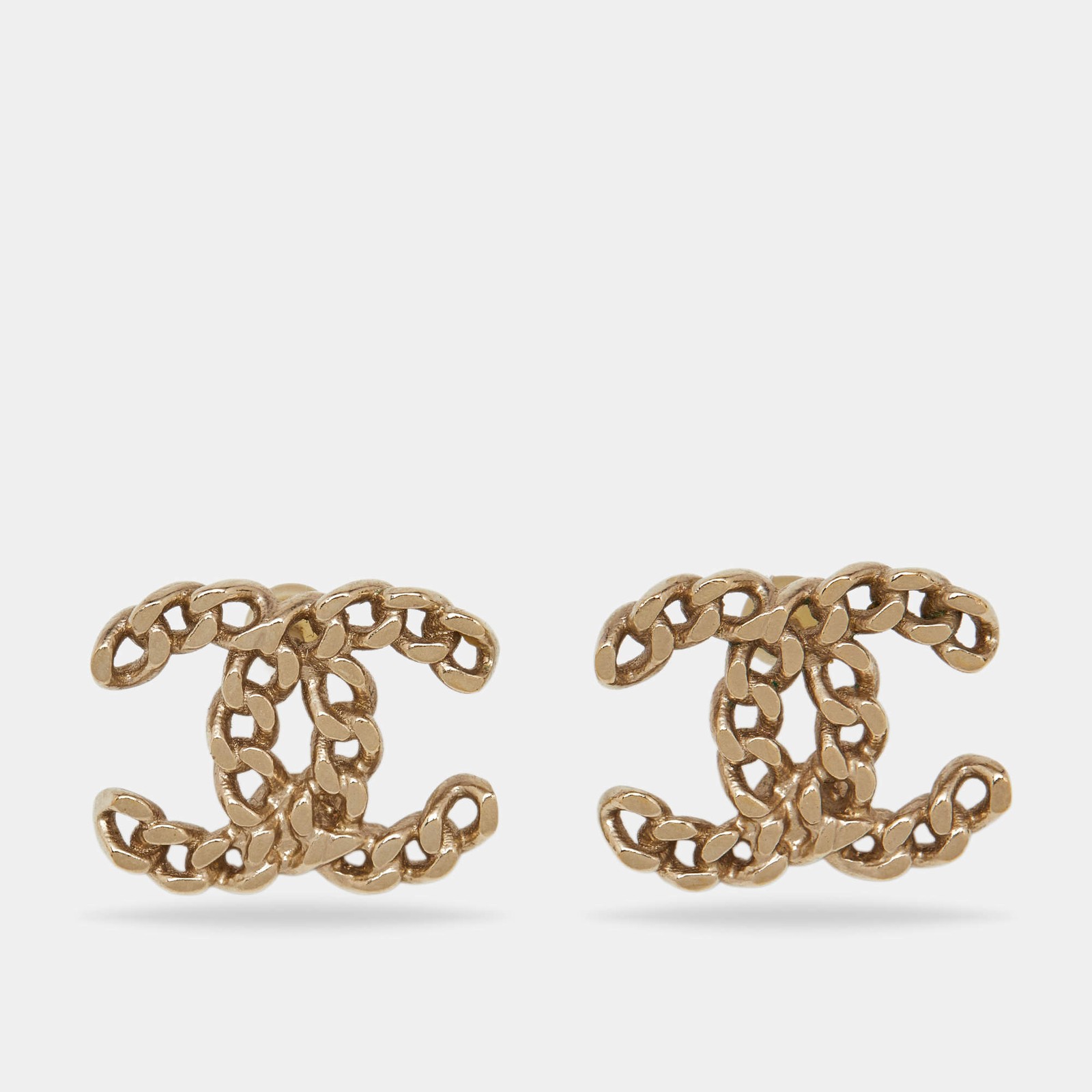 Chanel CC Gold Tone Earrings