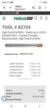 Helical 82704 End Mill 6 Flute .500 LOC 5"OAL