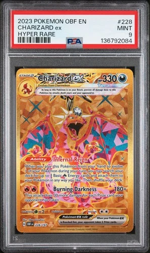 2023 POKEMON OBF EN-OBSIDIAN FLAMES HYPER RARE #228 CHARIZARD EX PSA 9