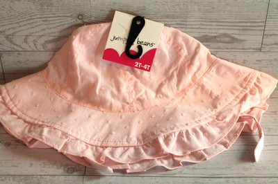 Kohls Jumping Beans Pink Swiss Dot Ruffle Sun Hat Toddler Girl Size 2T-4T NEW