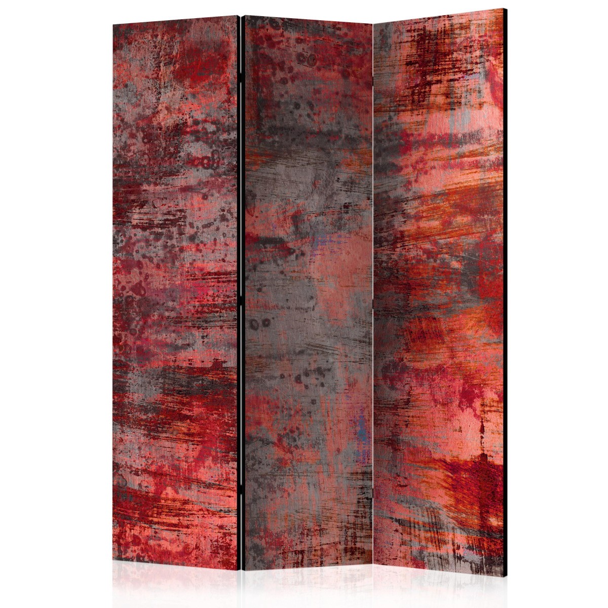 Paravent 3 volets Red Metal 135x172cm en bois et toile pour separation