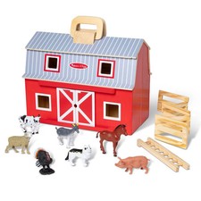 Melissa Doug Fold and Go Wooden Barn Play Set - 10pc