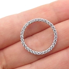 925 Sterling Silver Round-Cut C Z Circle of Life Mini Slide Charm Pendant