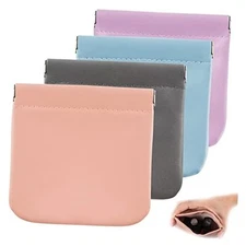 4pcs Lambskin Pocket Cosmetic Bag, Waterproof Portable No Zipper Self 