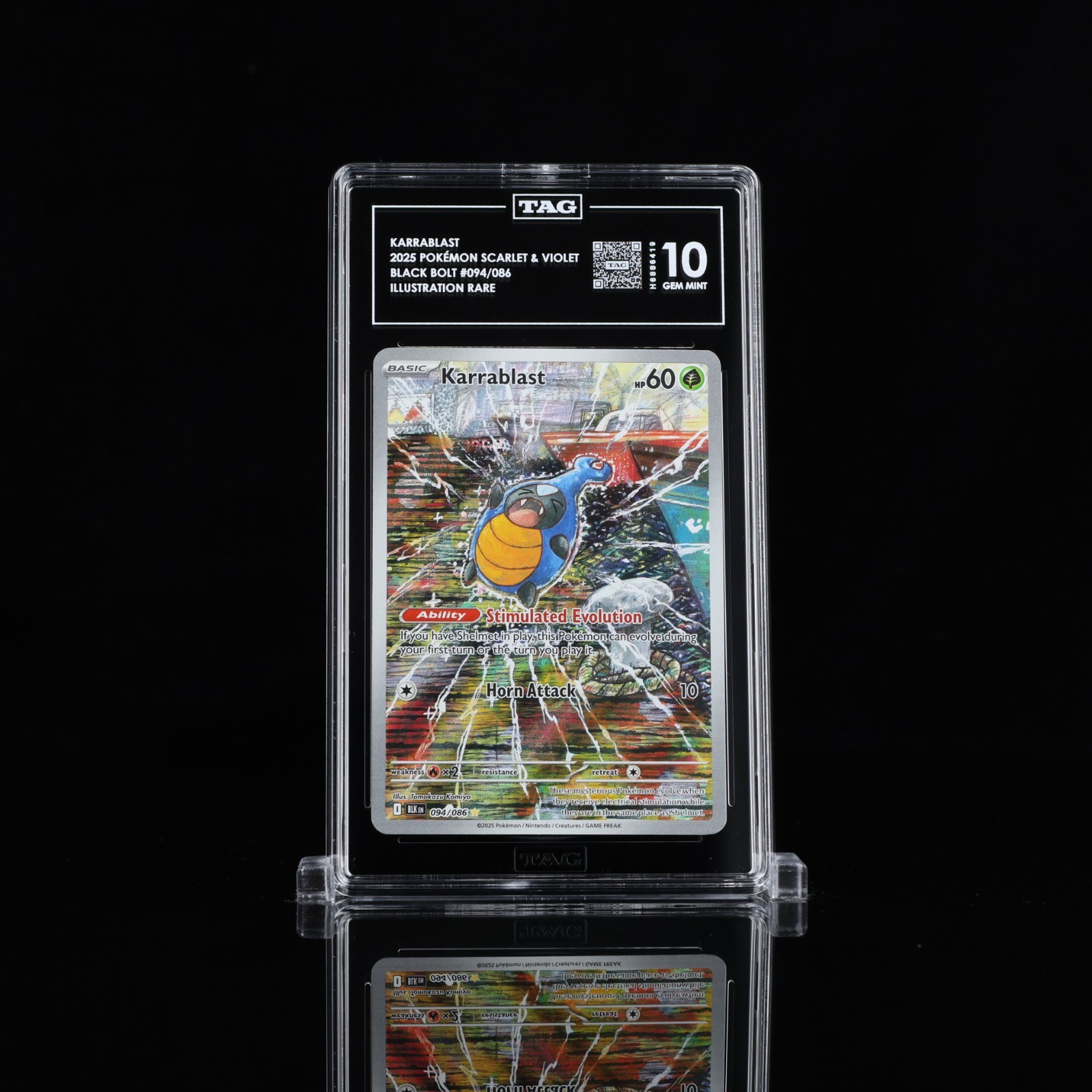 Pokémon Karrablast Illustration Rare 094/086 Black Bolt TAG 10 GEM MINT 1ST RANK