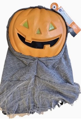 Light Up Goblin Pumpkin Mask One Size Fits Most Orange Halloween Costume New