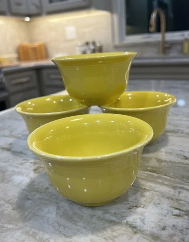 Set Of 4 Fiesta 4” Bouillon Small Bowls Discontinued Sunflower Yellow 2001 Mint